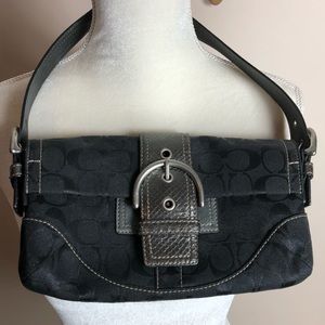 Coach Black Shoulder Bag with Snakeskin Detail